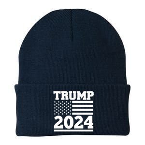 Jumbo Print Trump 2024 Usa Flag Knit Cap Winter Beanie