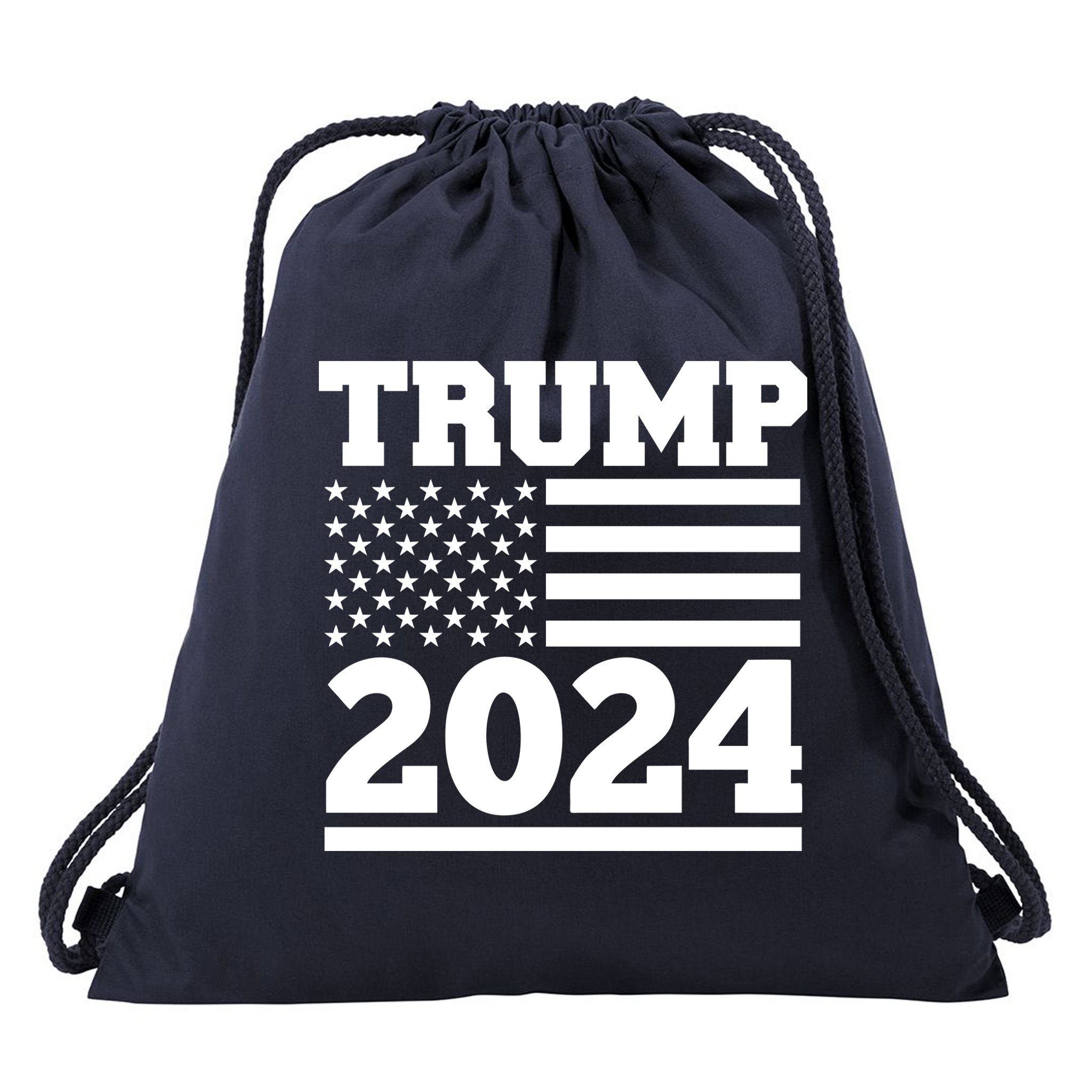 Jumbo Print Trump 2024 Usa Flag Drawstring Bag