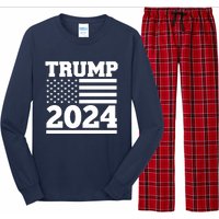 Jumbo Print Trump 2024 Usa Flag Long Sleeve Pajama Set