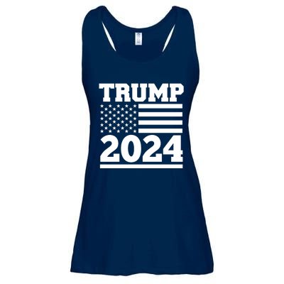 Jumbo Print Trump 2024 Usa Flag Ladies Essential Flowy Tank