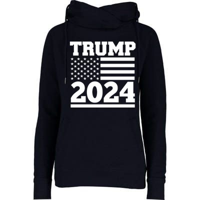 Jumbo Print Trump 2024 Usa Flag Womens Funnel Neck Pullover Hood