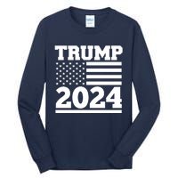 Jumbo Print Trump 2024 Usa Flag Tall Long Sleeve T-Shirt