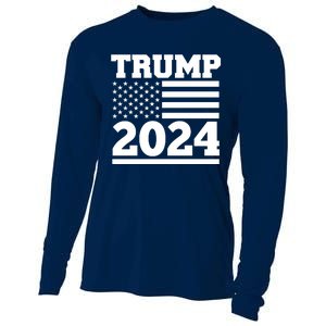 Jumbo Print Trump 2024 Usa Flag Cooling Performance Long Sleeve Crew