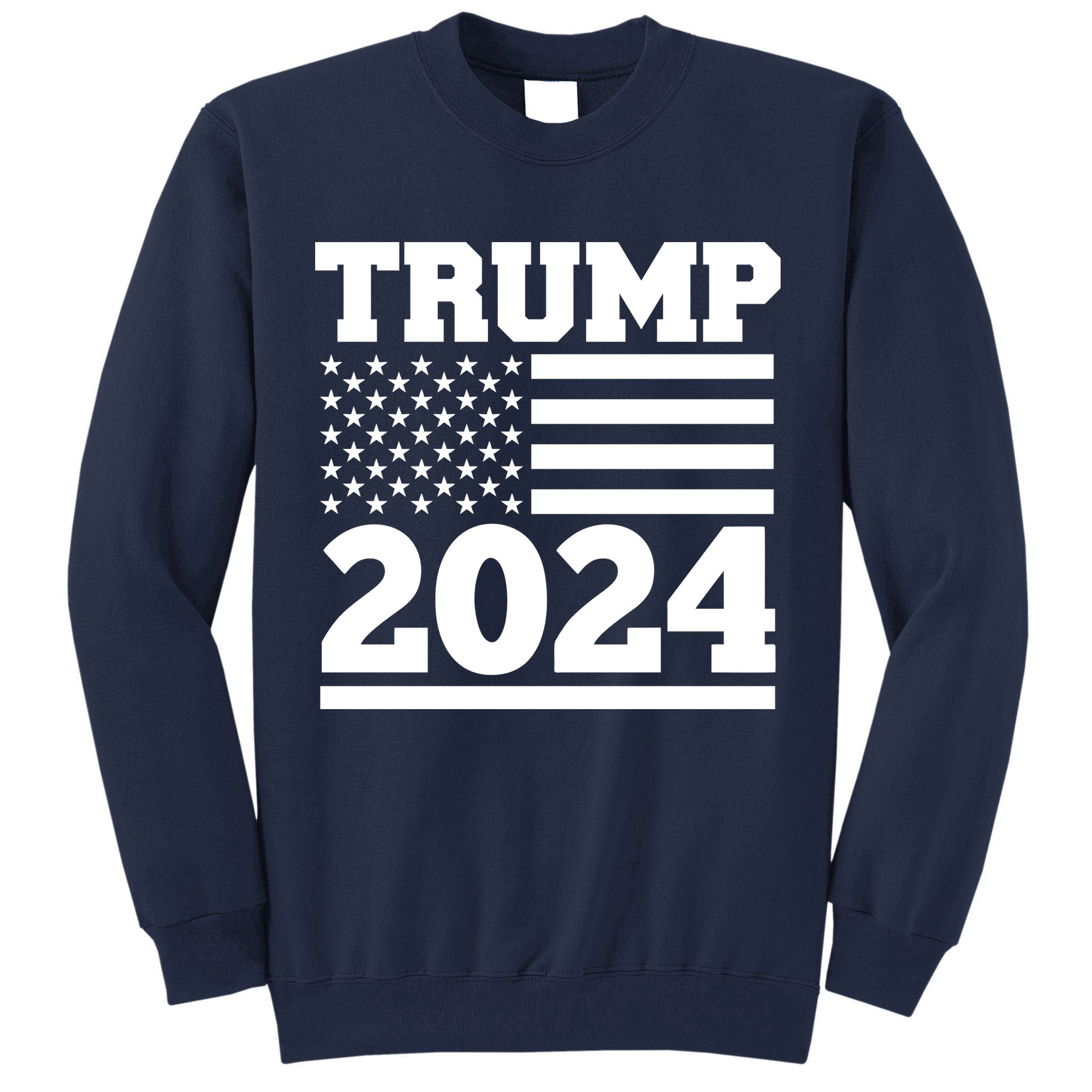 Jumbo Print Trump 2024 Usa Flag Tall Sweatshirt