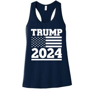 Jumbo Print Trump 2024 Usa Flag Women's Racerback Tank