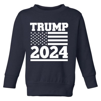 Jumbo Print Trump 2024 Usa Flag Toddler Sweatshirt