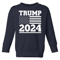 Jumbo Print Trump 2024 Usa Flag Toddler Sweatshirt