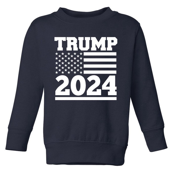 Jumbo Print Trump 2024 Usa Flag Toddler Sweatshirt