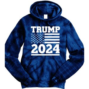 Jumbo Print Trump 2024 Usa Flag Tie Dye Hoodie