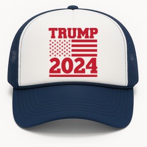 Jumbo Print Trump 2024 Usa Flag Trucker Hat