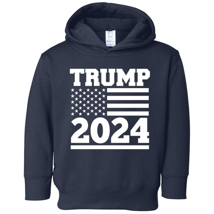 Jumbo Print Trump 2024 Usa Flag Toddler Hoodie