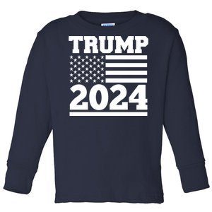 Jumbo Print Trump 2024 Usa Flag Toddler Long Sleeve Shirt