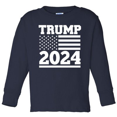 Jumbo Print Trump 2024 Usa Flag Toddler Long Sleeve Shirt