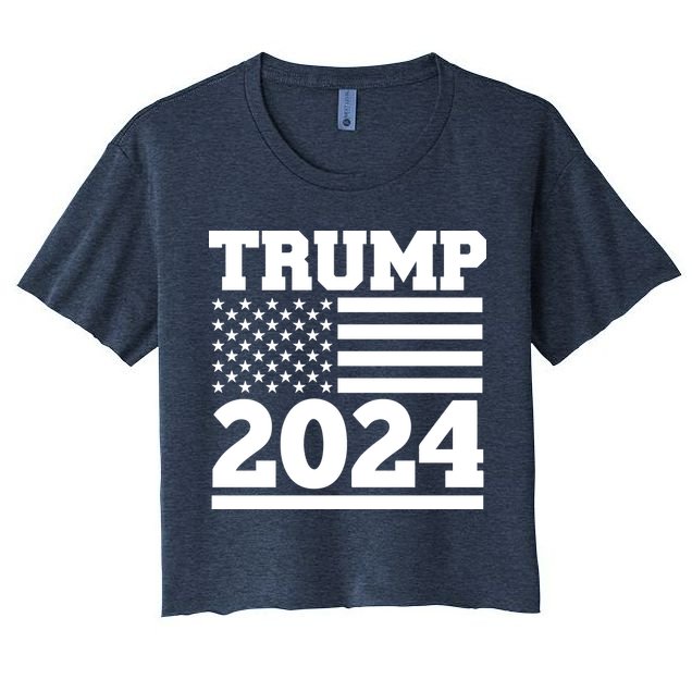 Jumbo Print Trump 2024 Usa Flag Crop Top