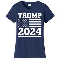 Jumbo Print Trump 2024 Usa Flag Women's T-Shirt