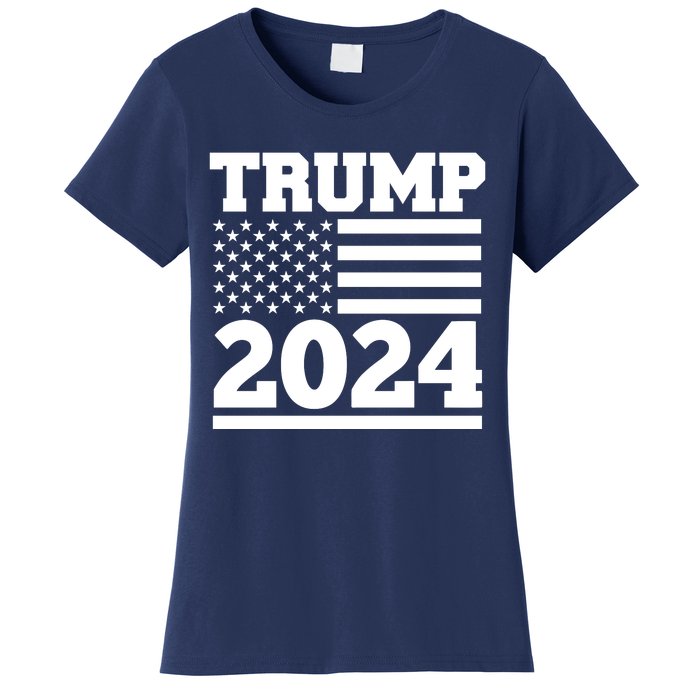 Jumbo Print Trump 2024 Usa Flag Women's T-Shirt