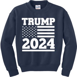 Jumbo Print Trump 2024 Usa Flag Kids Sweatshirt