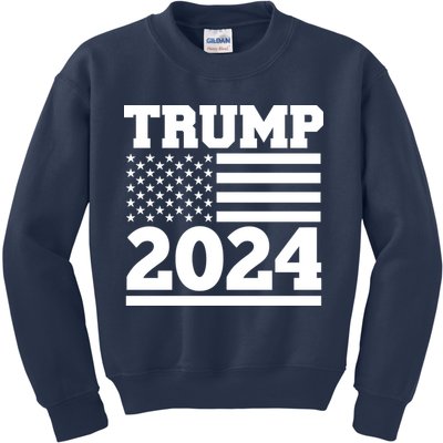 Jumbo Print Trump 2024 Usa Flag Kids Sweatshirt