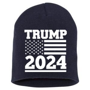 Jumbo Print Trump 2024 Usa Flag Short Acrylic Beanie