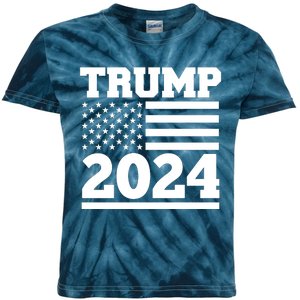 Jumbo Print Trump 2024 Usa Flag Kids Tie-Dye T-Shirt