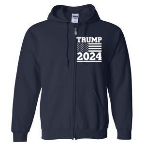 Jumbo Print Trump 2024 Usa Flag Full Zip Hoodie