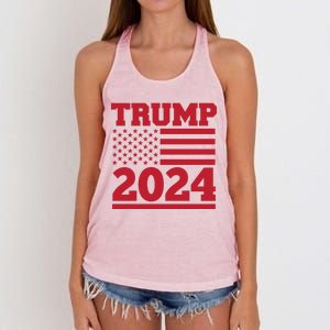 Jumbo Print Trump 2024 Usa Flag Women's Knotted Racerback Tank