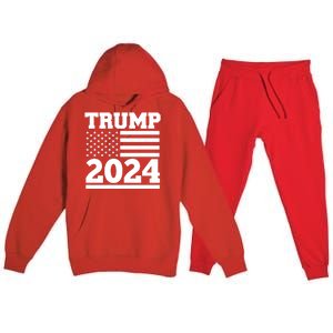 Jumbo Print Trump 2024 Usa Flag Premium Hooded Sweatsuit Set