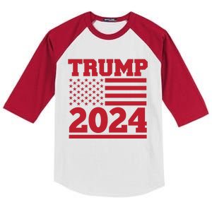 Jumbo Print Trump 2024 Usa Flag Kids Colorblock Raglan Jersey