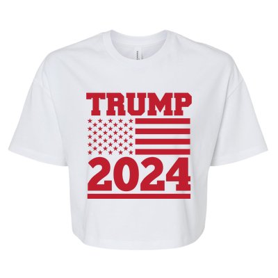 Jumbo Print Trump 2024 Usa Flag Bella+Canvas Jersey Crop Tee