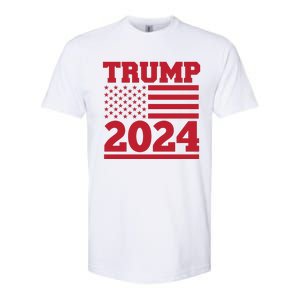 Jumbo Print Trump 2024 Usa Flag Softstyle CVC T-Shirt