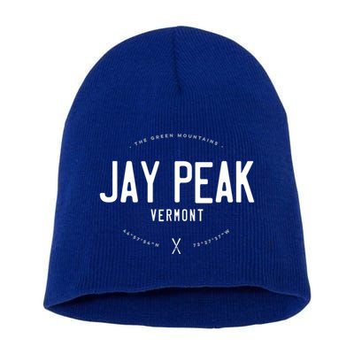 Jay Peak Vermont Graphic Distressed Vintage Ski Great Gift Short Acrylic Beanie
