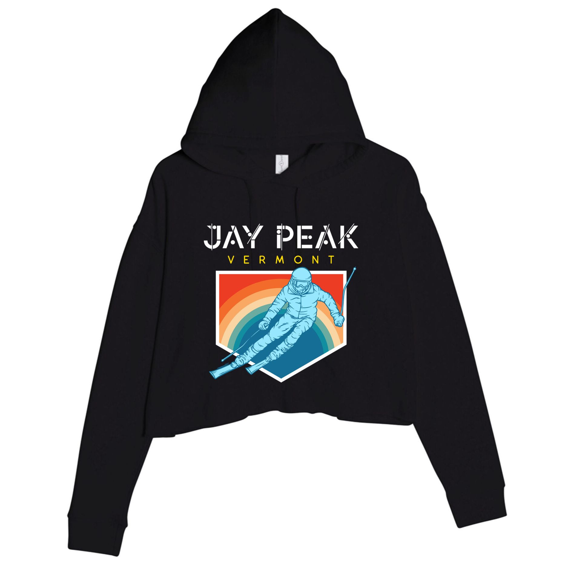 Jay Peak Vermont Usa Ski Resort 1980s Retro Funny Gift Crop Fleece Hoodie