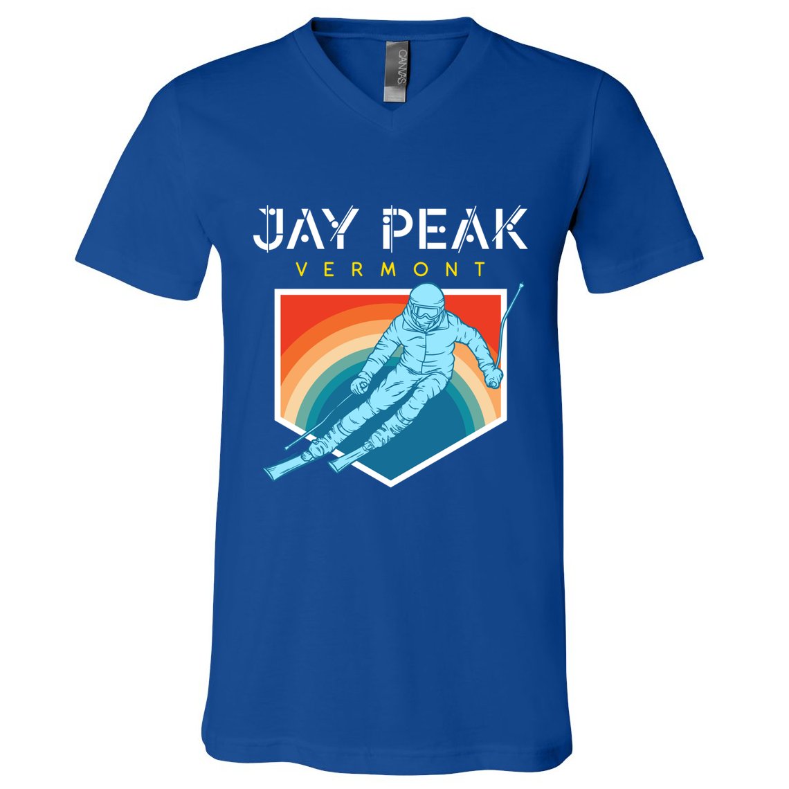 Jay Peak Vermont Usa Ski Resort 1980s Retro Funny Gift V-Neck T-Shirt