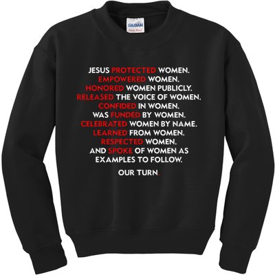 Jesus Protected Women Empowered Women Honored Women Publicly Kids Sweatshirt