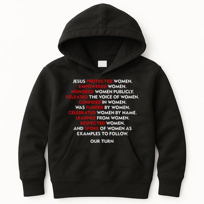 Jesus Protected Women Empowered Women Honored Women Publicly Kids Hoodie