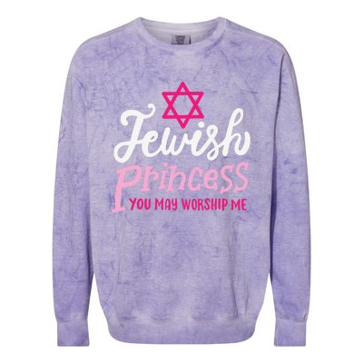 Jewish Princess You May Worship Me Funny Jew Hanukkah Colorblast Crewneck Sweatshirt