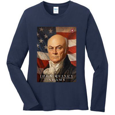 John Quincy Adams 6th President Of The United States Portrait Ladies Long Sleeve Shirt