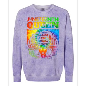 Juneteenth Queen Afro Melanin Black Girl Magic Tie Dye Colorblast Crewneck Sweatshirt