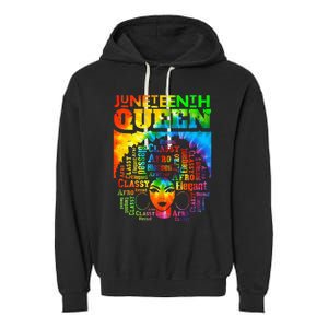 Juneteenth Queen Afro Melanin Black Girl Magic Tie Dye Garment-Dyed Fleece Hoodie