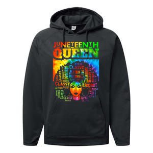 Juneteenth Queen Afro Melanin Black Girl Magic Tie Dye Performance Fleece Hoodie