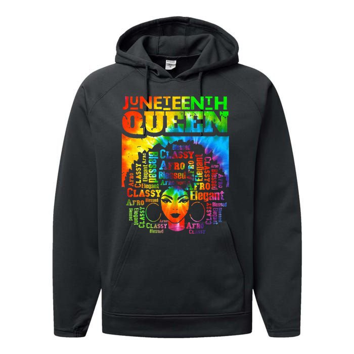 Juneteenth Queen Afro Melanin Black Girl Magic Tie Dye Performance Fleece Hoodie