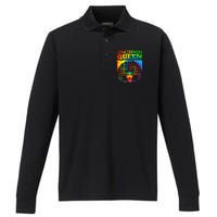 Juneteenth Queen Afro Melanin Black Girl Magic Tie Dye Performance Long Sleeve Polo