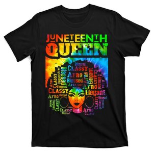 Juneteenth Queen Afro Melanin Black Girl Magic Tie Dye T-Shirt