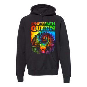 Juneteenth Queen Afro Melanin Black Girl Magic Tie Dye Premium Hoodie