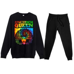 Juneteenth Queen Afro Melanin Black Girl Magic Tie Dye Premium Crewneck Sweatsuit Set