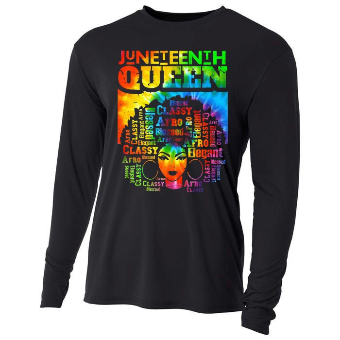 Juneteenth Queen Afro Melanin Black Girl Magic Tie Dye Cooling Performance Long Sleeve Crew