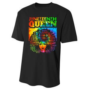 Juneteenth Queen Afro Melanin Black Girl Magic Tie Dye Performance Sprint T-Shirt