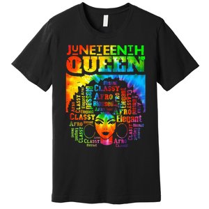 Juneteenth Queen Afro Melanin Black Girl Magic Tie Dye Premium T-Shirt