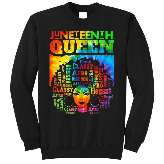 Juneteenth Queen Afro Melanin Black Girl Magic Tie Dye Tall Sweatshirt