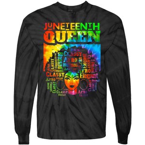 Juneteenth Queen Afro Melanin Black Girl Magic Tie Dye Tie-Dye Long Sleeve Shirt